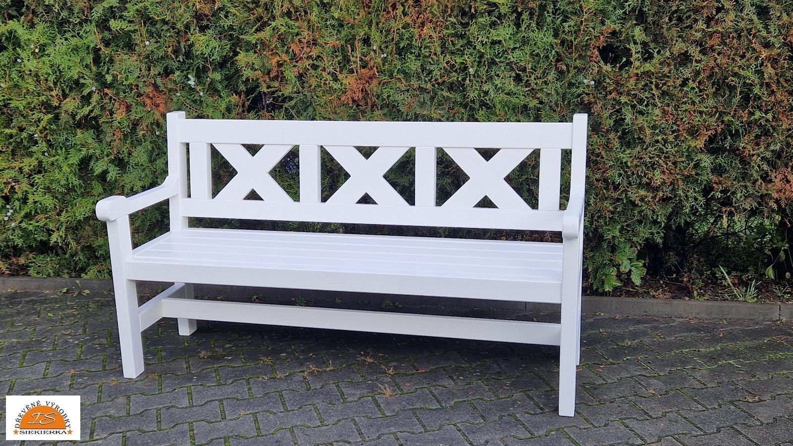 Dřevěná zahradní lavice bílá, 1,60 m